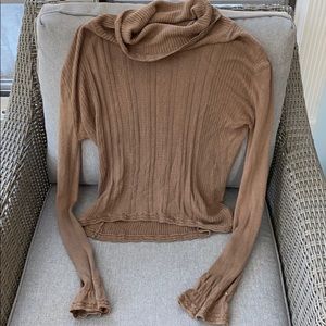Kenzie tan cowl turtleneck sweater